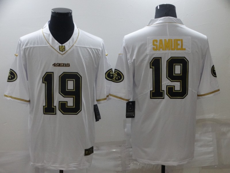 Men San Francisco 49ers #19 Samurl White Nike 2022 White Retro gold characters NFL Jersey->kansas city chiefs->NFL Jersey